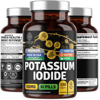 Potassium Iodide Tablets 130 mg | Natural KI Pills for Immunity - 150 Count