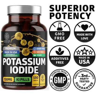 Premium Potassium Iodide Tablets – 130 mg/Serving, 300 Count