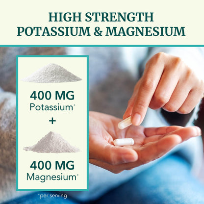 Potassium Magnesium Supplement - 400 mg Potassium & 400 mg Magnesium | 90 Ct