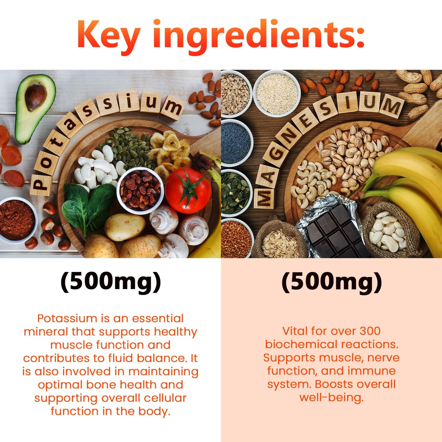 Potassium Magnesium Complex 1000 mg | High-Absorption Magnesium & Potassium Supplement for Leg & Muscle Recovery