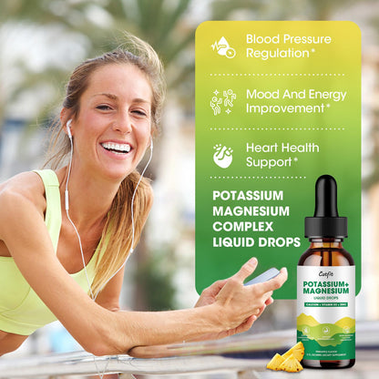 Potassium Magnesium Glycinate Liquid Drops – High Absorption Magnesium Complex (2 Fl Oz) with Calcium, Potassium, Vitamin D3 & Zinc