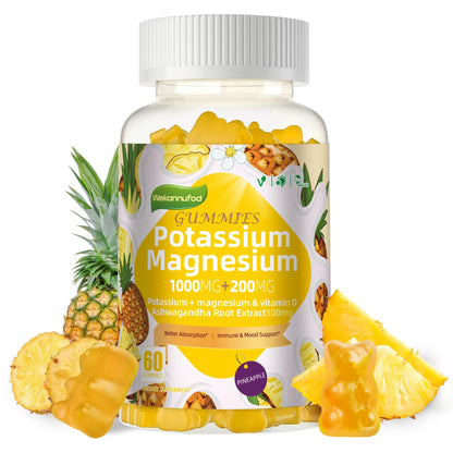 Potassium Magnesium Gummies – Magnesium Glycinate, D3, B6 (60 Gummies)
