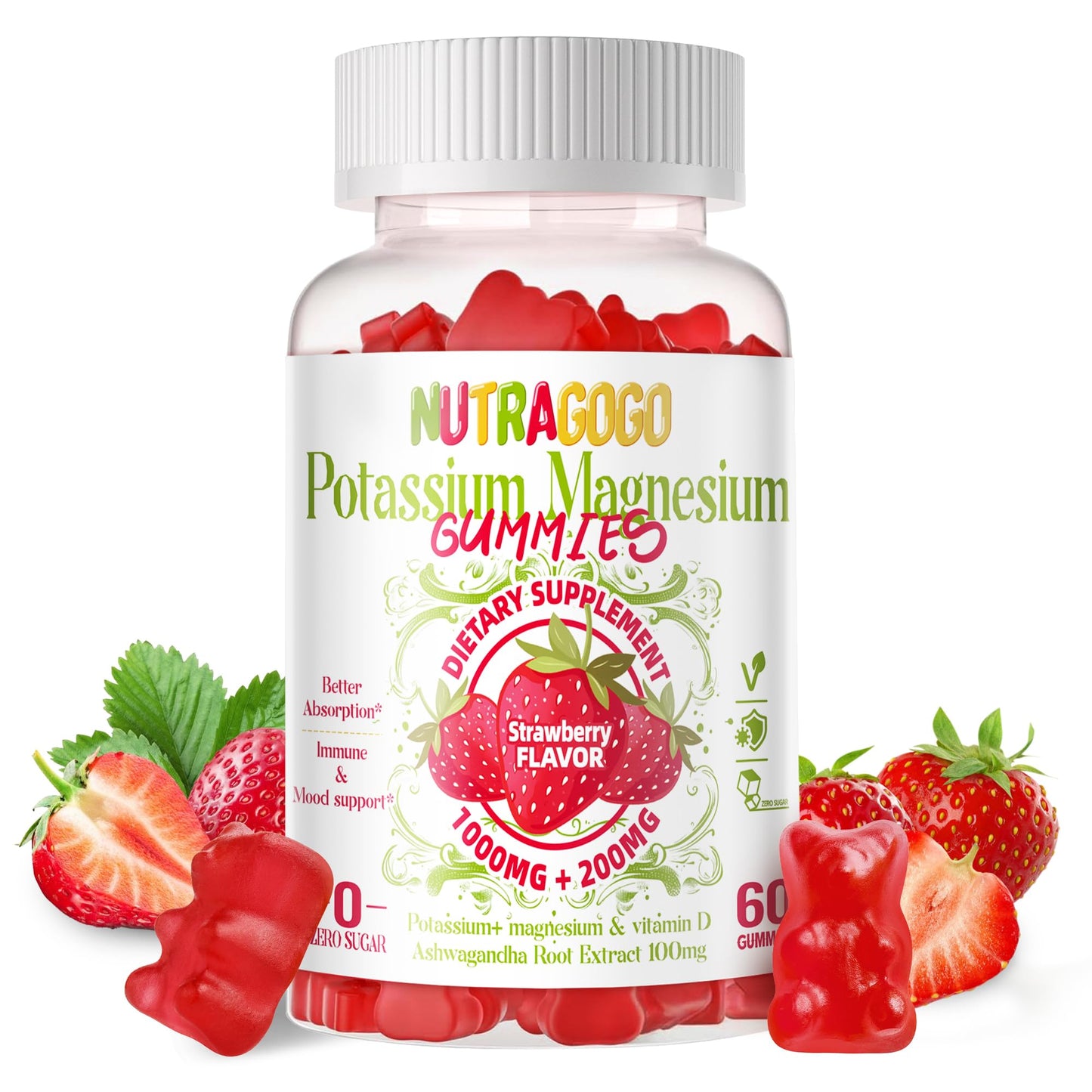 Potassium Magnesium Gummies – Sugar-Free Electrolyte (60 Chews)