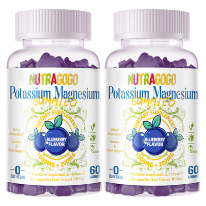 Potassium Magnesium Gummies with Ashwagandha | High-Absorption Mg Glycinate | 120 Sugar-Free Gummies