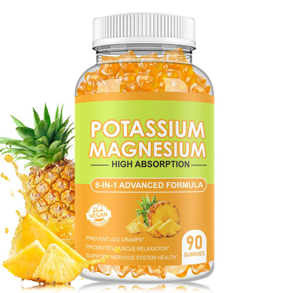 Potassium Magnesium Gummies – High Absorption Magnesium Citrate with B6 & D3, Sugar Free