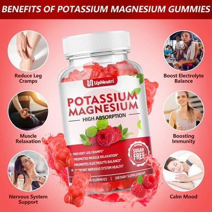 Potassium Magnesium Gummies for Adults & Kids – Sugar-Free, Vegan | 60 Count