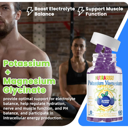 Potassium Magnesium Gummies with Ashwagandha | High-Absorption Mg Glycinate | 120 Sugar-Free Gummies