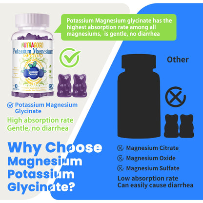 Potassium Magnesium Gummies with Ashwagandha – Sugar-Free, 60 Gummies
