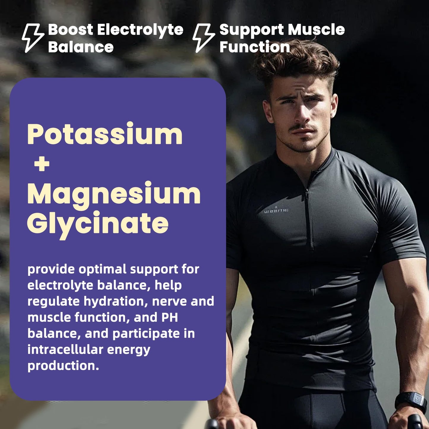 Potassium Magnesium Gummies - High Absorption Magnesium Glycinate, B6, D3, Potassium Citrate (Sugar-Free) Blueberry 60 Gummies