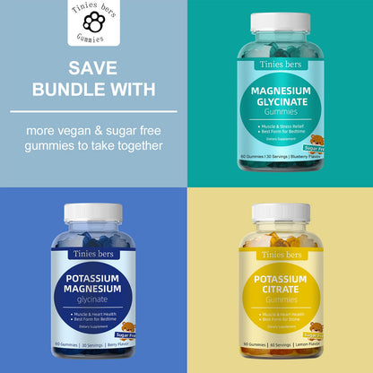 Potassium Magnesium Gummies – Sugar Free, Vegan, Non-GMO | Berry Flavor | 30 Servings