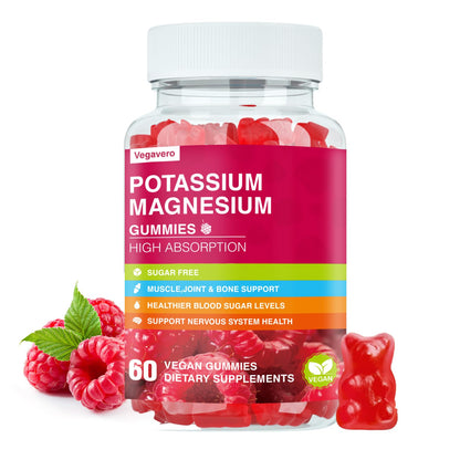 Potassium Magnesium Gummies - High Absorption Mg Glycinate & Potassium Citrate + CoQ10, DHA, D3