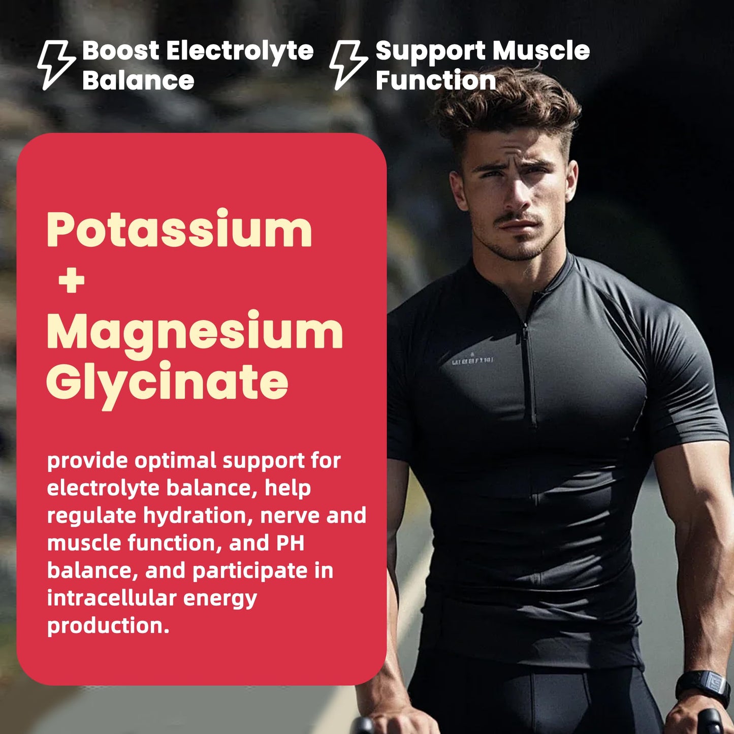 Potassium Magnesium Gummies – High Absorption Magnesium Glycinate, B6, D3, Potassium Citrate | Sugar-Free Strawberry Flavor, 60 Gummies