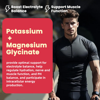 Potassium Magnesium Gummies – High Absorption Magnesium Glycinate, B6, D3, Potassium Citrate | Sugar-Free Strawberry Flavor, 60 Gummies