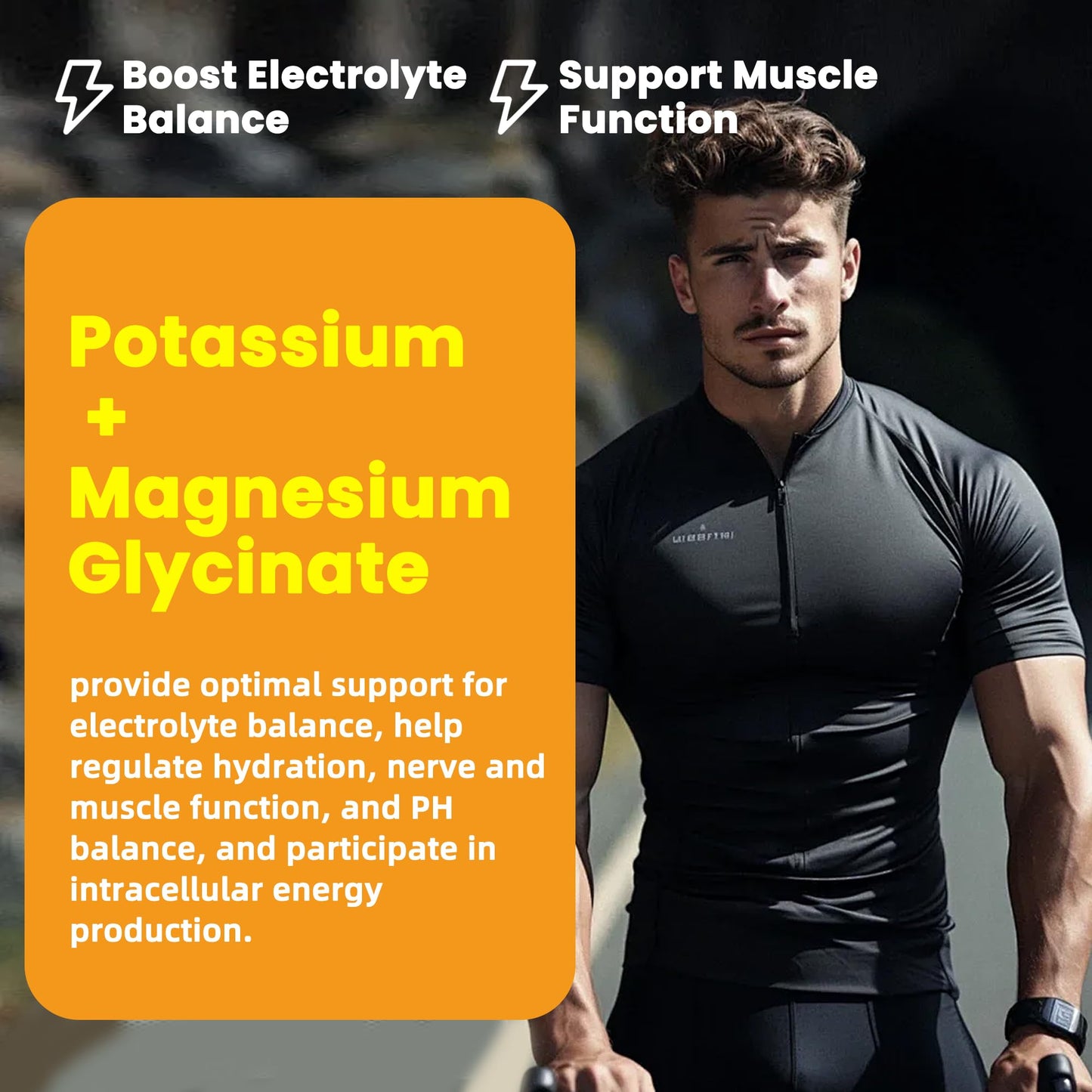Potassium Magnesium Gummies — High Absorption Magnesium Glycinate, Vitamin D3 & B6 | Sugar-Free 60 Gummies (Sweet Orange)