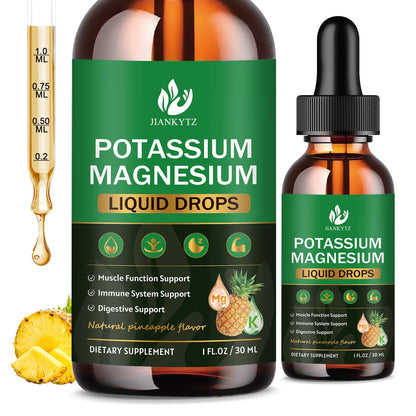 (2 Pack) Potassium Magnesium Supplement – Immune Health & Muscle Support | High Absorption, Pineapple Flavor, 1 Oz