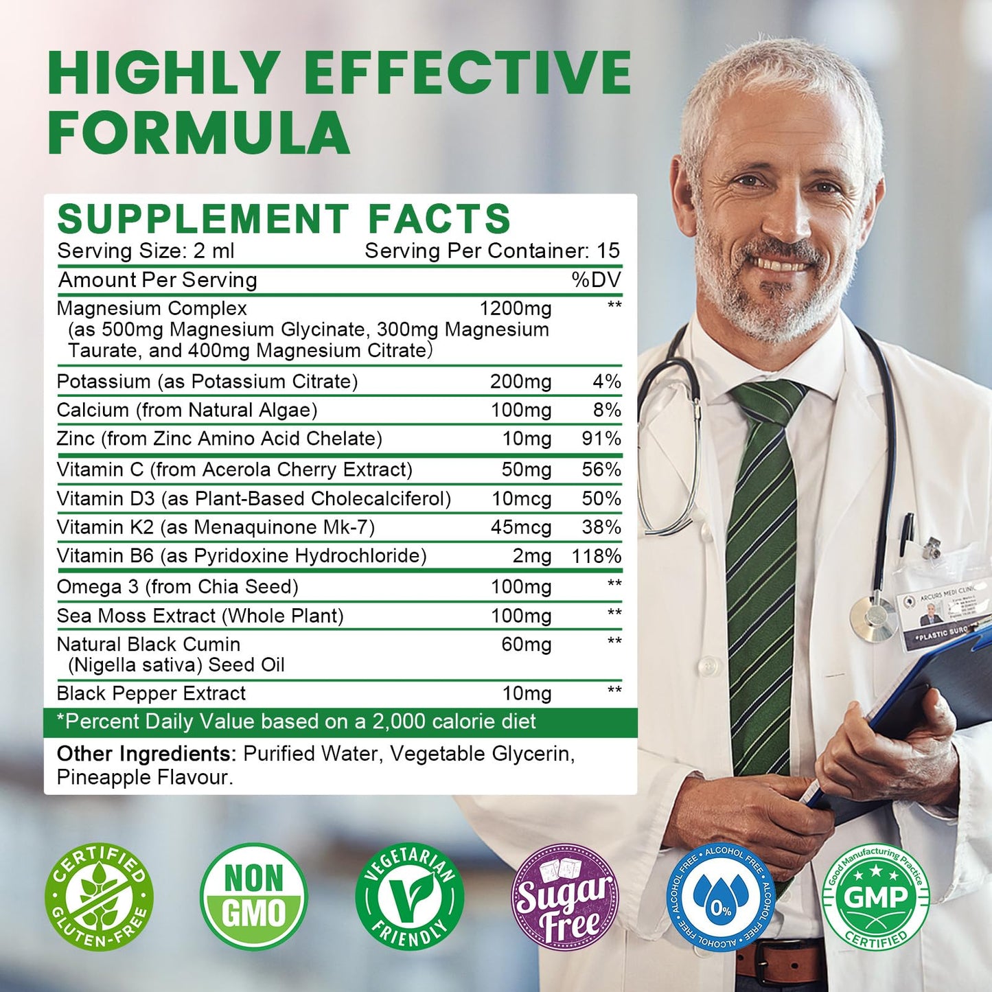 (2 Pack) Potassium Magnesium Supplement – Immune Health & Muscle Support | High Absorption, Pineapple Flavor, 1 Oz