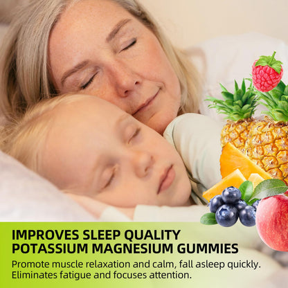 Potassium Magnesium Supplement Gummies – High Absorption Magnesium Glycinate, Sugar-Free & Vegan, 60 Count