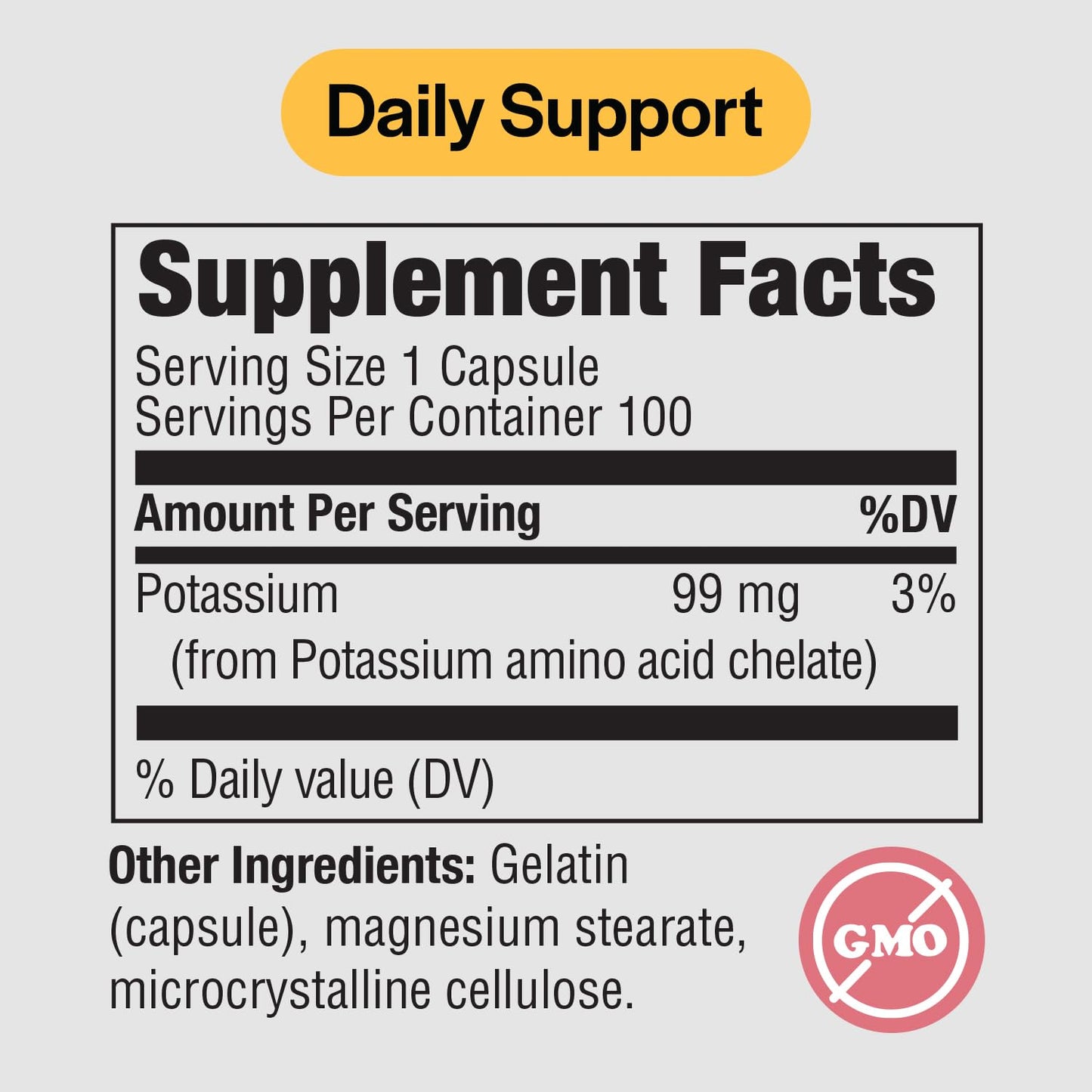PureFormulas Potassium 99 mg Chelated – Highly Absorbable Potassium Supplement | Non-GMO, 100 Vegetarian Capsules