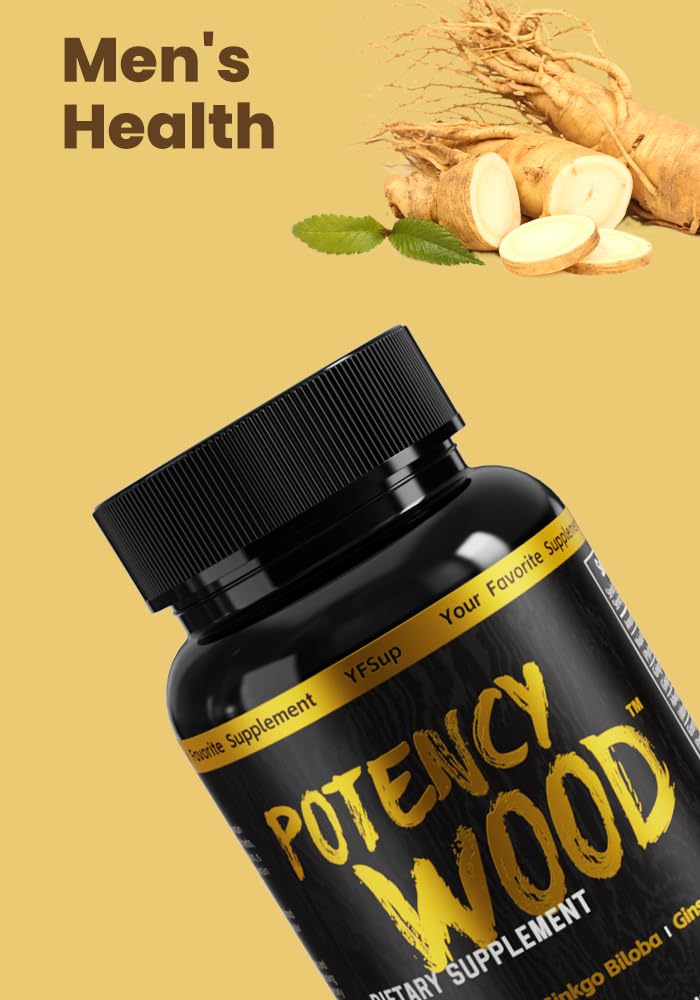 Potency Wood – Ginseng, Ashwagandha, Ginkgo & Tribulus – 60 Caps | Made in USA