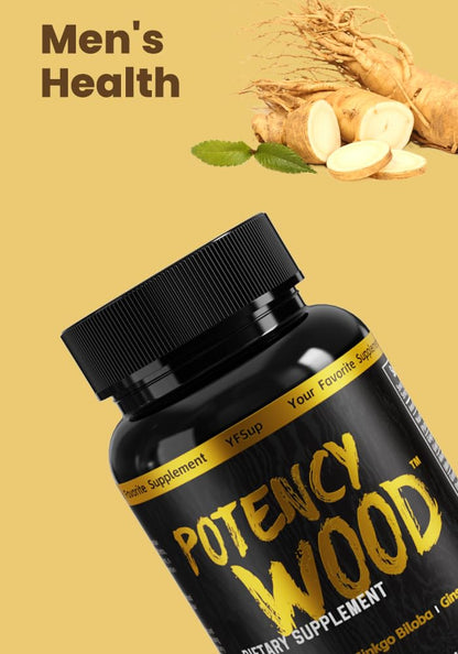 Potency Wood – Ginseng, Ashwagandha, Ginkgo & Tribulus – 60 Caps | Made in USA
