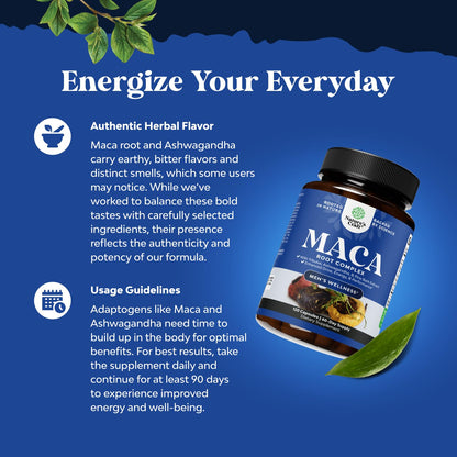 Potent Black Maca Root Capsules for Men - Herbal Wellness (60 Servings)