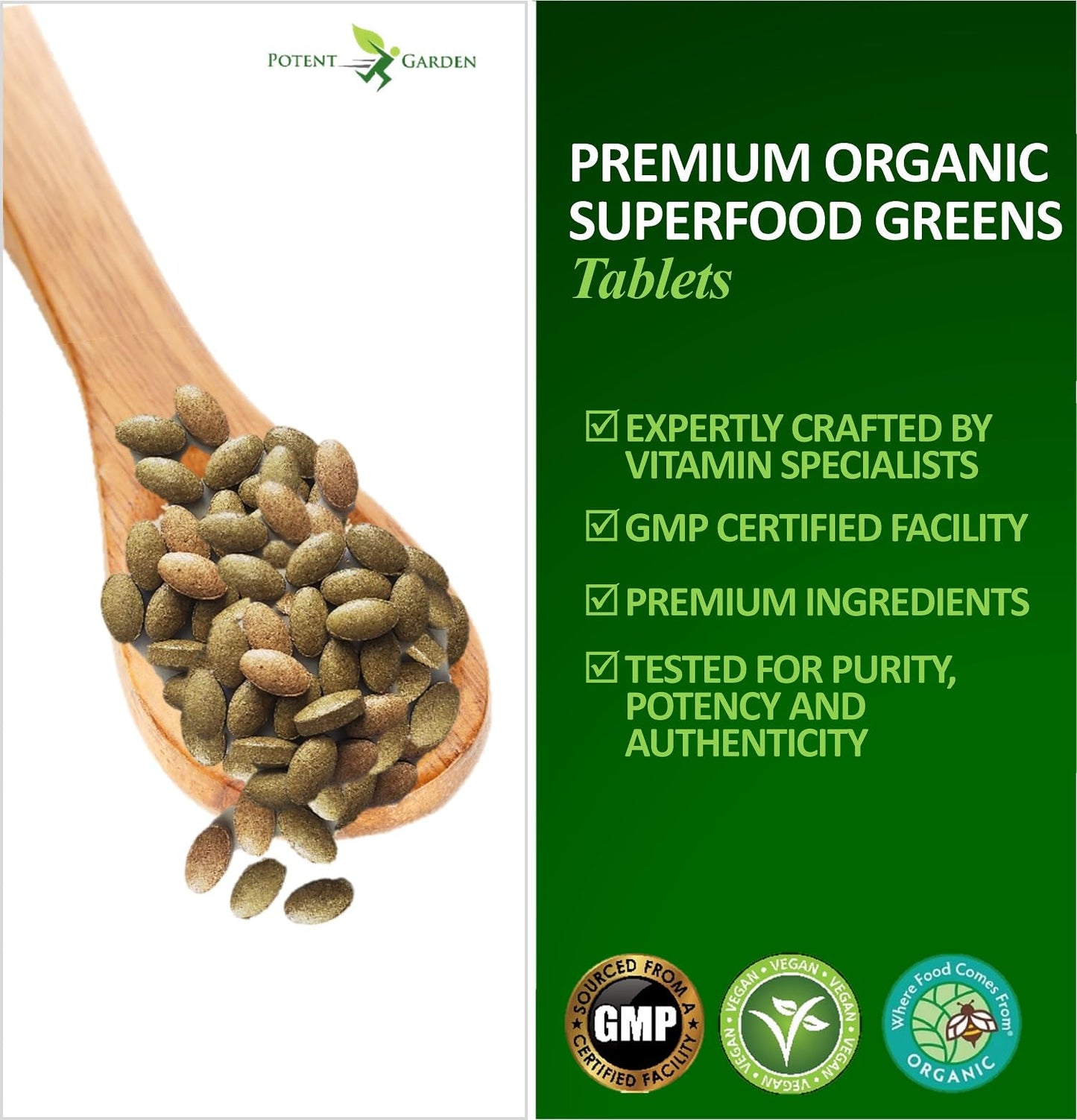 Potent Garden Organic Superfood Greens 2-Pack – 120 Ct