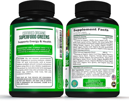 Potent Garden Organic Superfood Greens – Fruit & Veggies Tablets (60 Count) | Boost Energy, Immunity & Gut Health