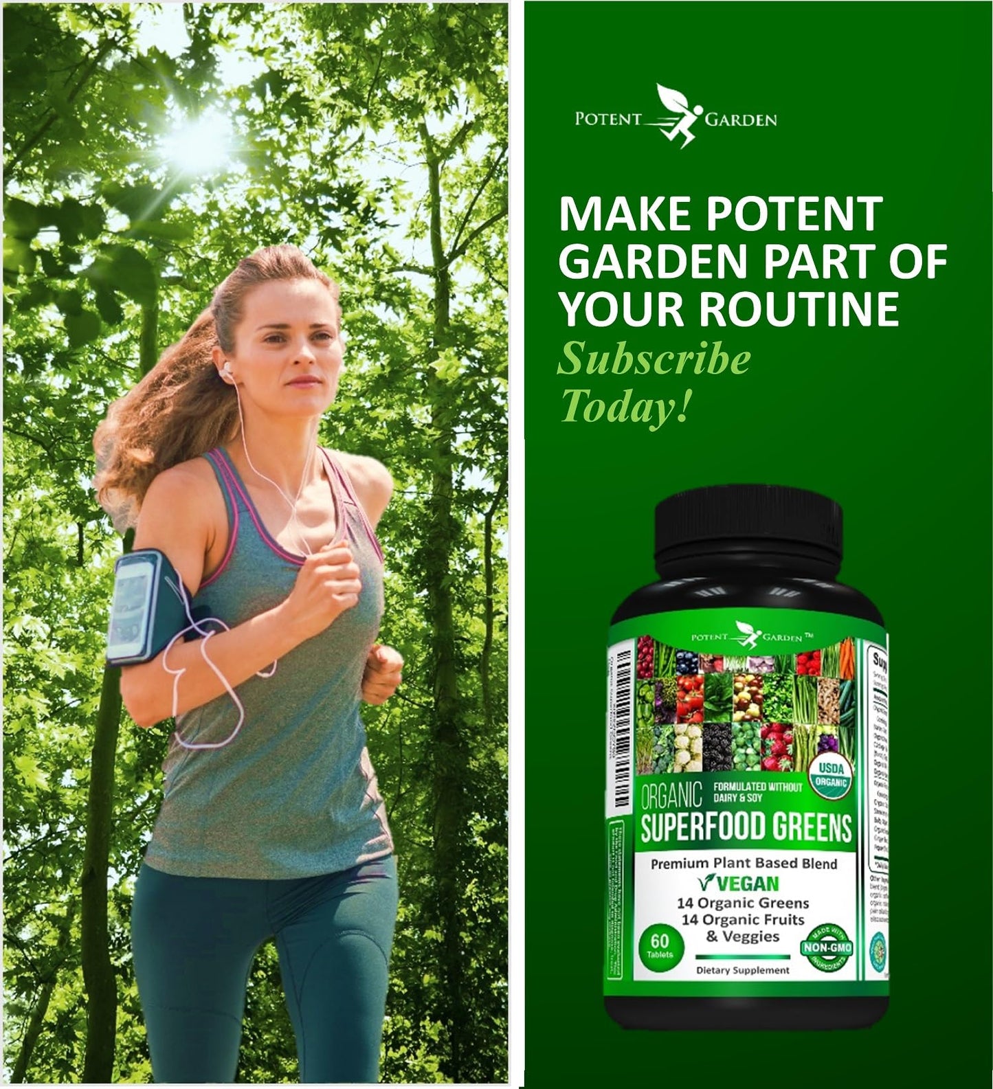 Potent Garden Organic Superfood Greens – Fruit & Veggies Tablets (60 Count) | Boost Energy, Immunity & Gut Health