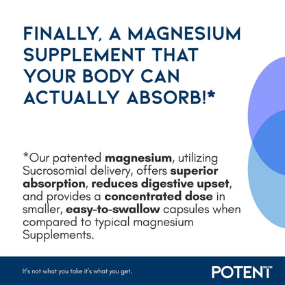 Potent Nutri Sucrosomial Magnesium – 245 mg in Two Capsules, 60 Vegan Safe, Made in USA