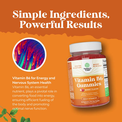 Potent Vitamin B6 Gummies for Adults – Vegan B6 (Pyridoxine) for Mood, Energy & Nervous System Support