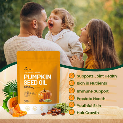 Pumpkin Seed Oil with Saw Palmetto – Cold-Pressed, 300 Softgels, Non-GMO