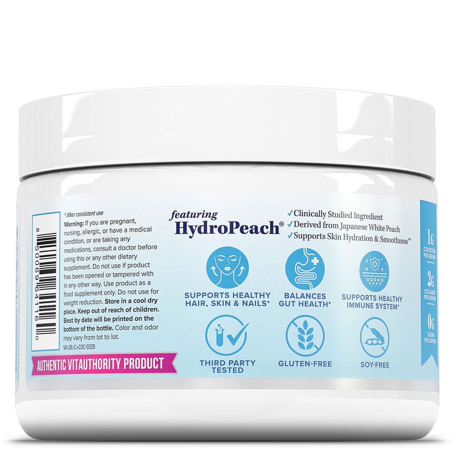 Colostrum Collagen Peptide Powder with HydroPeach – Gut Health, Skin & Immune Support | 25 Servings | Unflavored