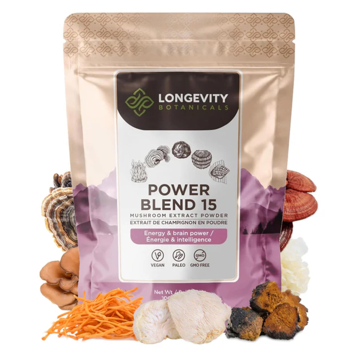 Power 15 Mushroom Blend 100g – Immune Support & Vitality | Lion's Mane, Turkey Tail, Cordyceps, Reishi, Chaga & Tremella