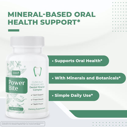 Power Bite Tablets – Natural Chewable Mineral Complex with Calcium, Xylitol, Myrrh & Clove Oil | Made in USA