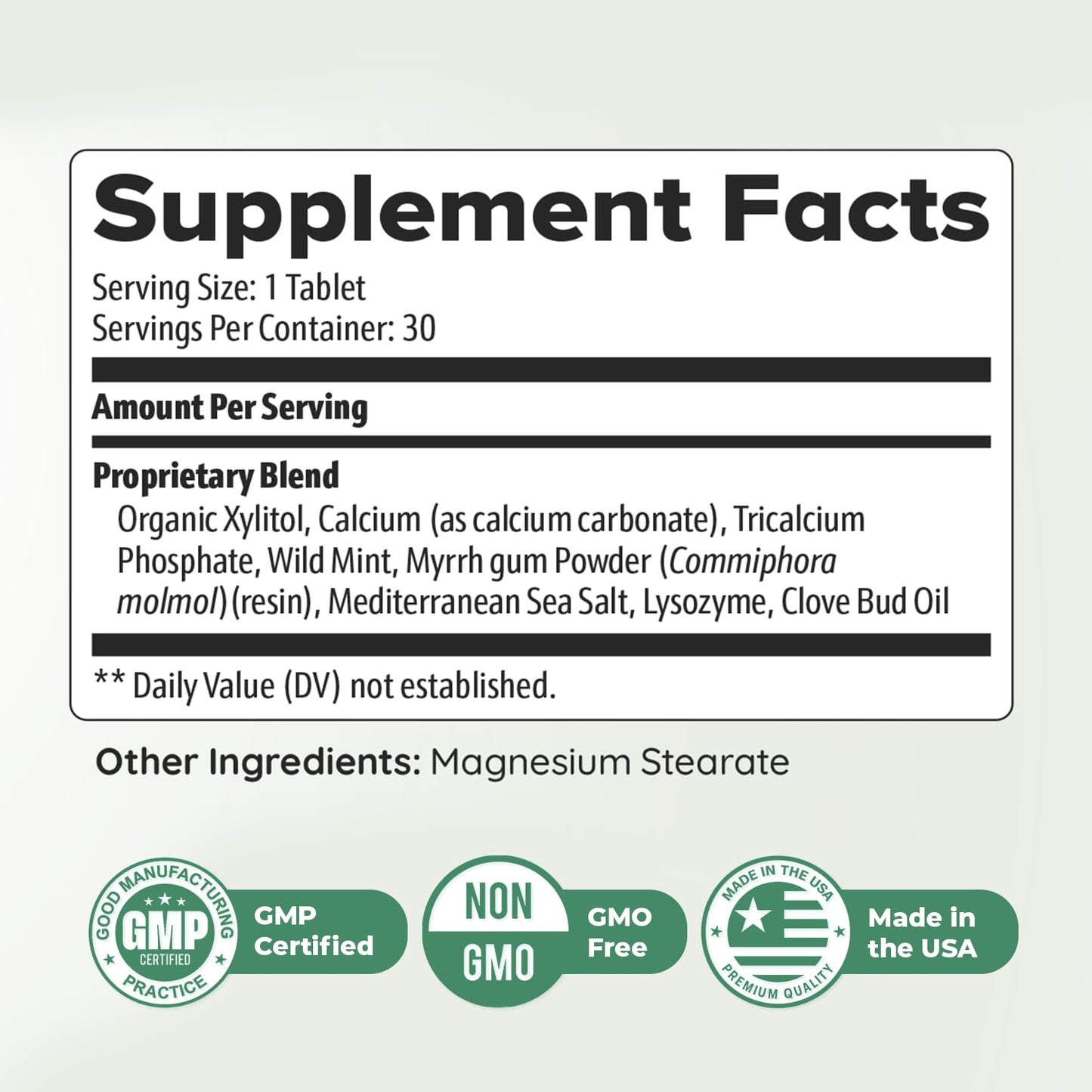 Power Bite Tablets – Natural Chewable Mineral Complex with Calcium, Xylitol, Myrrh & Clove Oil | Made in USA