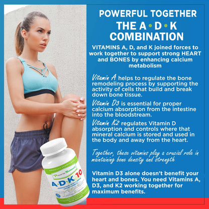 Power By Naturals ADK 10 – High Potency Vitamin A D3 K2 (90 Caps, 2-Pack)