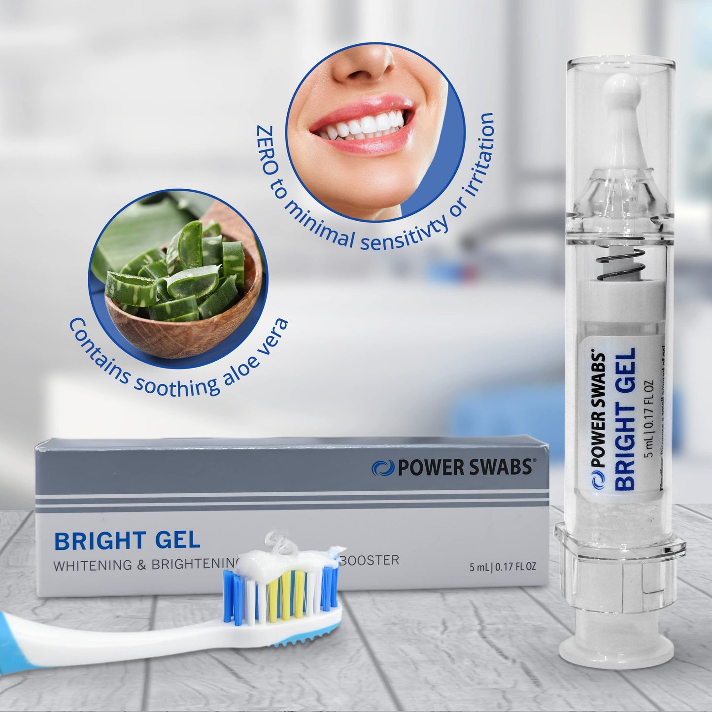 Power Swabs Bright Gel – Dentist Formulated Teeth Whitening Gel (0.17 Fl Oz)