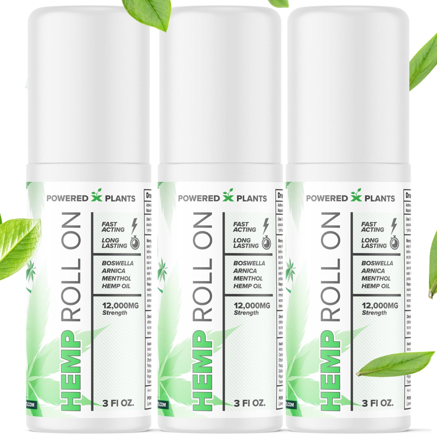 Powered X Plants Hemp Oil Roll On – Menthol, Boswellia & Arnica | 12,000mg Extra Strength