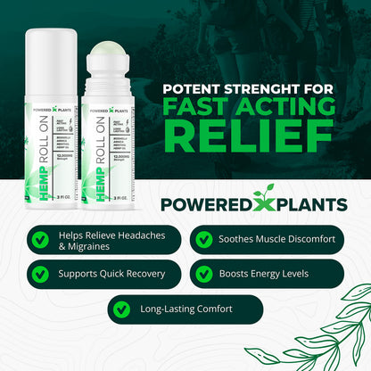 Powered X Plants Hemp Oil Roll On – Menthol, Boswellia & Arnica | 12,000mg Extra Strength