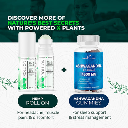 Powered X Plants Hemp Oil Roll On – Menthol, Boswellia & Arnica | 12,000mg Extra Strength