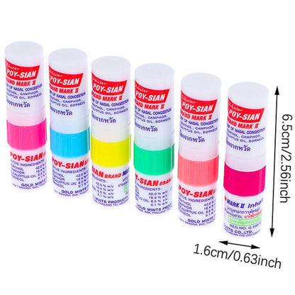 POY-SIAN Mark II Menthol Aromatherapy Nasal Inhaler — 6 Pack | Natural Herbal Cooling
