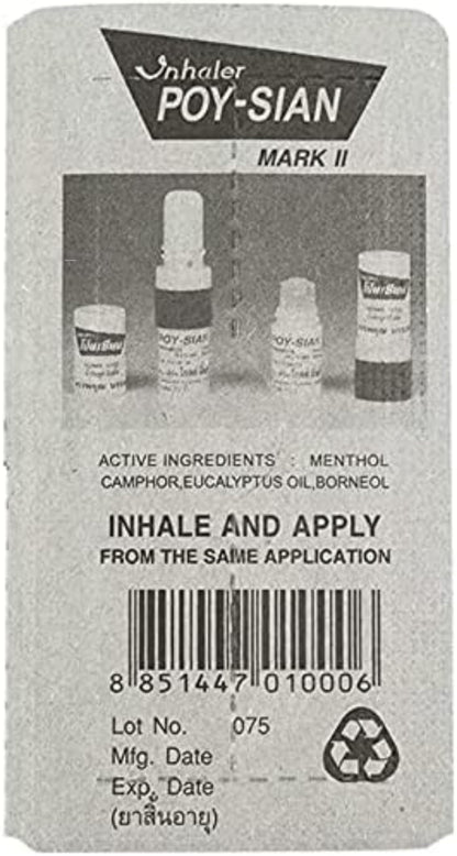 POY-SIAN Mark II Menthol Aromatherapy Nasal Inhaler – Pack of 6 | Natural Herbal Relief