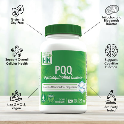 PQQ 20mg 120 Servings – PureQQ | Mitochondrial Biogenesis | Vegan