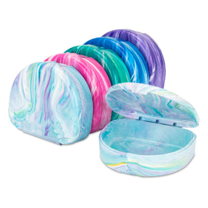 Practicon Vibrant Marble Retainer Cases – 6 Pack | Clear Aligner & Retainer Box
