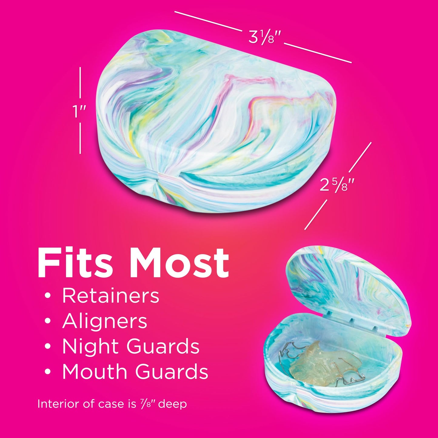 Practicon Vibrant Marble Retainer Cases – 6 Pack | Clear Aligner & Retainer Box