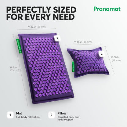 Pranamat Large Acupressure Mat & Pillow Set – Therapy (Lavander)