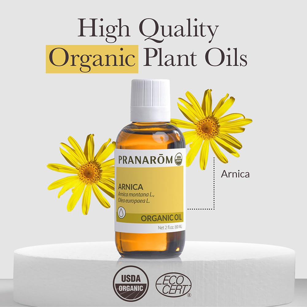 Pranarom USDA Certified Organic Arnica Oil - 2 oz French Arnica Virgin Plant Oil for Massage