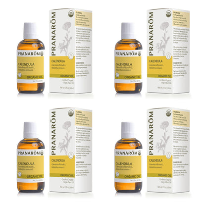 Pranarom Organic Calendula Oil 4 Pack – 2 fl oz Glass Bottle | Gentle for Sensitive Skin