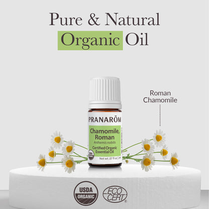Pranarom Chamomile Roman Essential Oil 2ml – Organic Calming Diffuser Therapy