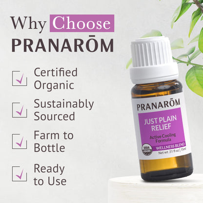 Pranarom Just Plain Relief Organic Essential Oils for Aromatherapy 15ml